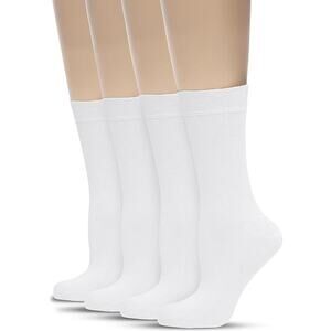 4 Pairs of White Bamboo Women's Dress Socks Ultra Soft Thin Breathable Seamless